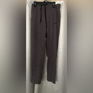Nike Sweatpants Mens Sz L Grey Cotton Joggers Black String & Swoosh Dri Fit VGUC